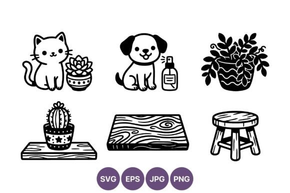 Cat and Dog Plants Line Art Review