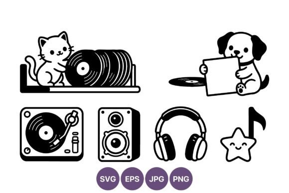 Cat Dog Vinyl Music Vector Art Review