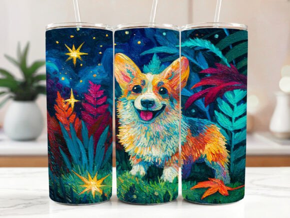 Corgi Tumbler Design Watercolor Dog
