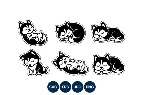 Cute Black White Husky Dog Sleeping Embroidery Design Review