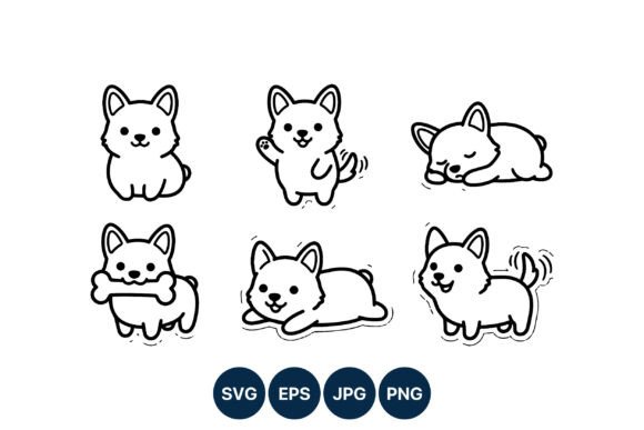 Cute Cartoon Puppy Dog Line Art Review