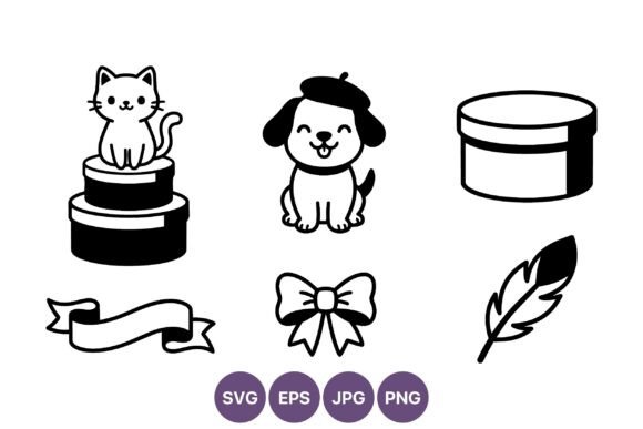 Cute Cat and Dog Line Art with Review