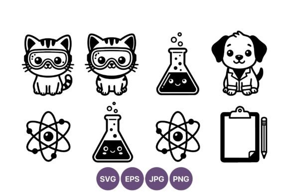 Cute Cat Dog Scientist Chemistry Icons Review
