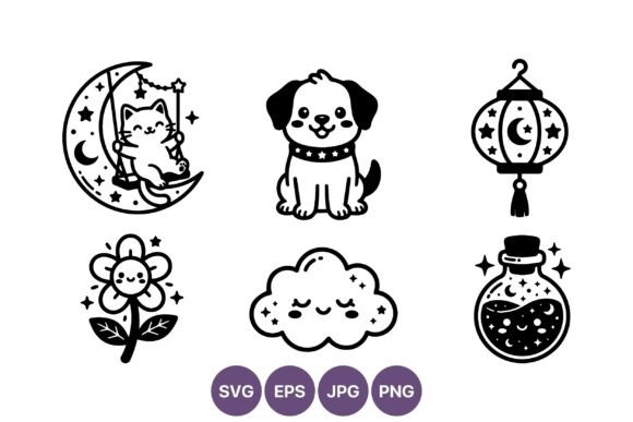 Cute Cat Moon Swing Dog Flower Lantern