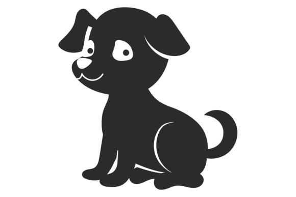 Cute Dog Black Icon for Embroidery Projects