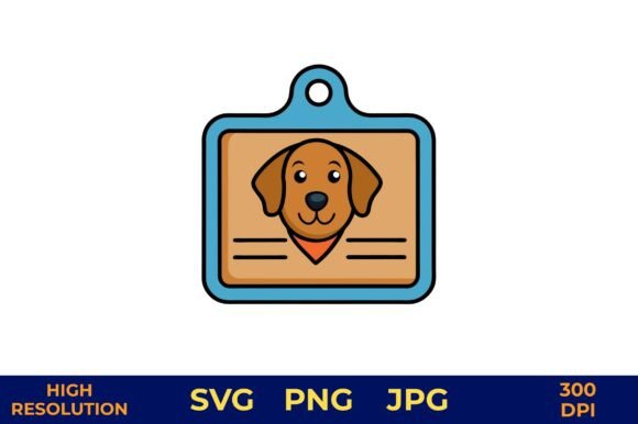 Cute Dog Tag Vector with Brown Dachshund