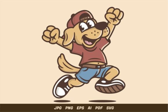 Cute Jumping Dog Cartoon Illustration Review