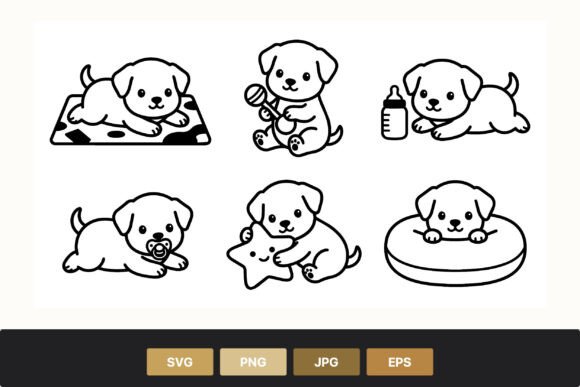 Cute Puppy Line Art Baby Dog Play Sets Review