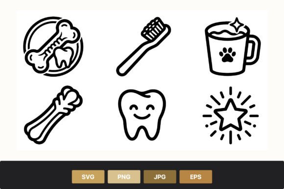 Dog Bone Tooth Paw Print Icons Review