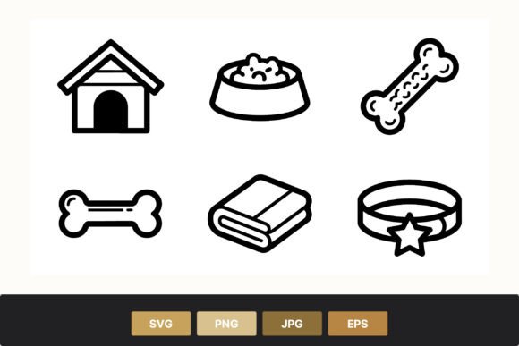 Dog House Bowl Bone Collar Towel Icons