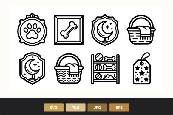 Dog Paw Bone Basket Moon Icons