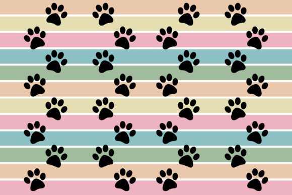 Dog Paw Striped Background for Embroidery