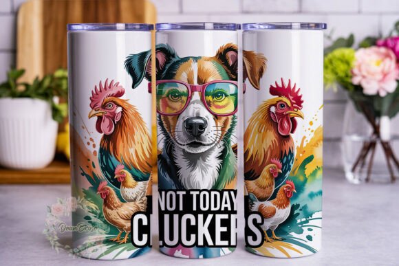 Dog with Sunglasses Chickens Tumbler Wrap Design Review