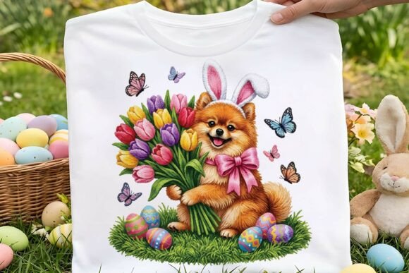 Faux Yarn Cute Easter Pomeranian Dog Design Review