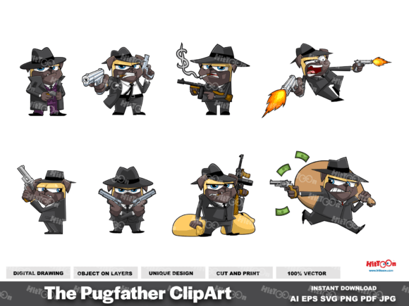 Funny Mafia Pug Dog Cartoon Character Review