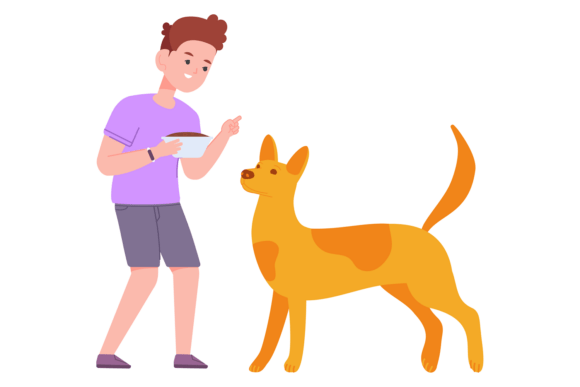 Happy Dog Owner Kid Feed Pet Icon Review